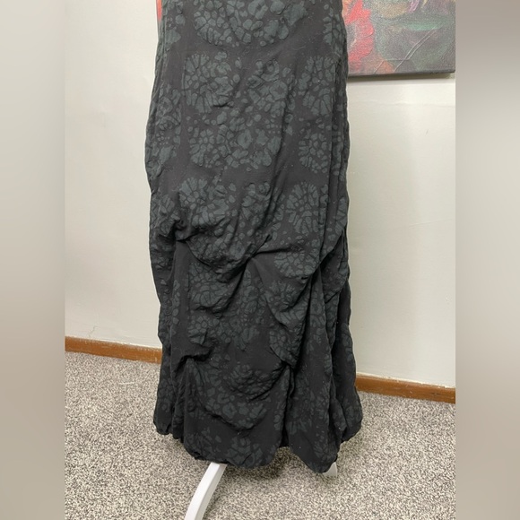 Vintage 1890s 1900s Black Goth Grunge Lace Up Corset Maxi Maid Textured Dress M - Picture 3 of 12